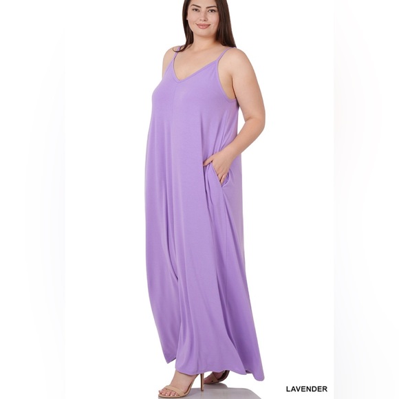NWT Lavender  Plus Size Maxi Dress With Pockets Size Various - Picture 3 of 15